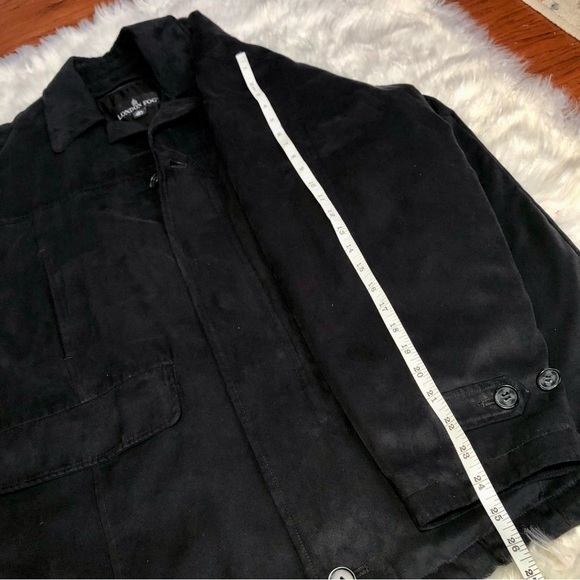 London Fog Black Zip Up Jacket Coat Wool Acrylic Blend Lining Men’s Size L - Picture 9 of 11